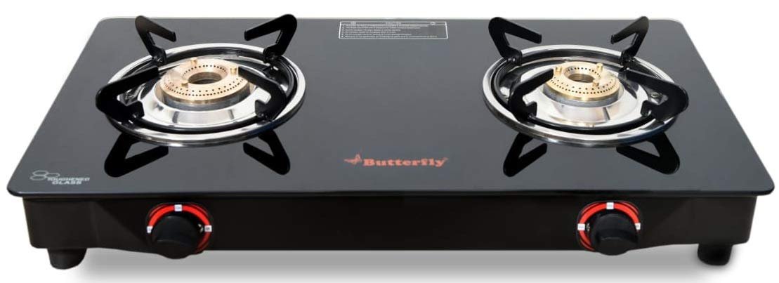 Butterfly Smart Glass Top 2 Burner Gas Stove